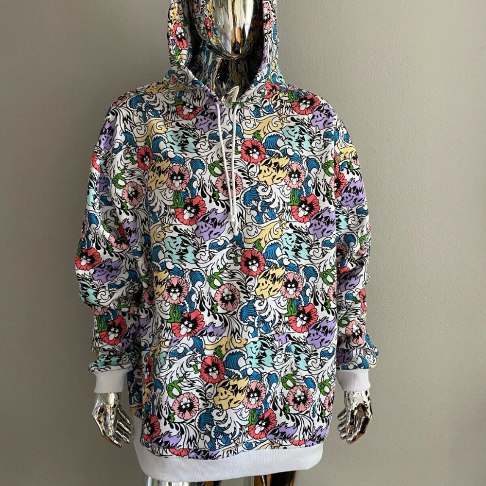 NWOT Pink Dolphin Multicolor Graphic Hoodie Sweatshirt Size Small